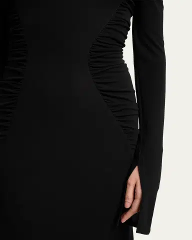 Victoria Beckham High-Neck Contour-Ruched Midi Dress | Thumbnail 5 Victoria Beckham High-Neck Contour-Ruched Midi Dress | Thumbnail 5