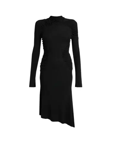 Victoria Beckham High-Neck Contour-Ruched Midi Dress | Thumbnail 1 Victoria Beckham High-Neck Contour-Ruched Midi Dress | Thumbnail 1