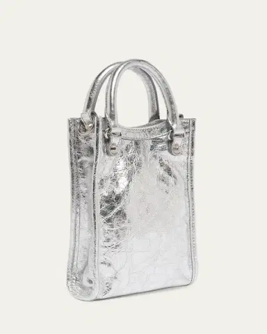 Balenciaga Le City Metallic Leather Tote Phone Holder | Thumbnail 3 Balenciaga Le City Metallic Leather Tote Phone Holder | Thumbnail 3