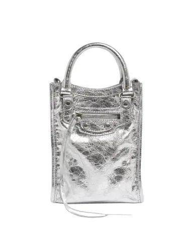 Balenciaga Le City Metallic Leather Tote Phone Holder | Thumbnail 1 Balenciaga Le City Metallic Leather Tote Phone Holder | Thumbnail 1