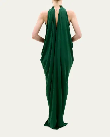 Silvia Tcherassi Niagara Draped Leather-Trim Halter Maxi Dress | Thumbnail 3 Silvia Tcherassi Niagara Draped Leather-Trim Halter Maxi Dress | Thumbnail 3