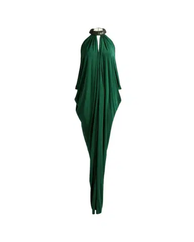 Silvia Tcherassi Niagara Draped Leather-Trim Halter Maxi Dress | Thumbnail 1 Silvia Tcherassi Niagara Draped Leather-Trim Halter Maxi Dress | Thumbnail 1
