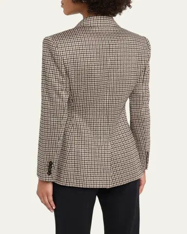 Max Mara Wool Houndstooth Double-Breasted Jacket | Thumbnail 3 Max Mara Wool Houndstooth Double-Breasted Jacket | Thumbnail 3