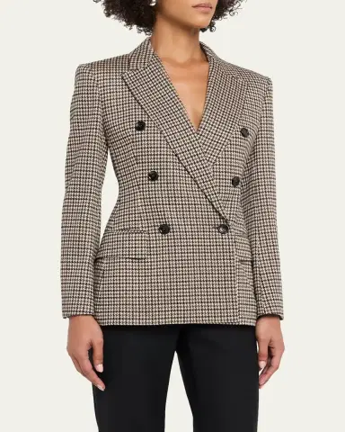 Max Mara Wool Houndstooth Double-Breasted Jacket | Thumbnail 4 Max Mara Wool Houndstooth Double-Breasted Jacket | Thumbnail 4