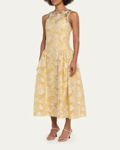 Cinq à Sept Organza Jacquard Drop-Waist Dress | Thumbnail 4 Cinq à Sept Organza Jacquard Drop-Waist Dress | Thumbnail 4