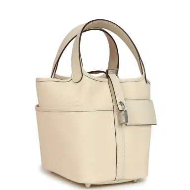 HERMÈS Hermes Picotin Cargo 18 Nata Swift and Toile Canvas Palladium Hardware | Thumbnail 2 HERMÈS Hermes Picotin Cargo 18 Nata Swift and Toile Canvas Palladium Hardware | Thumbnail 2