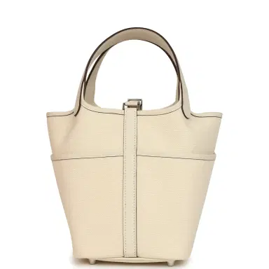 HERMÈS Hermes Picotin Cargo 18 Nata Swift and Toile Canvas Palladium Hardware | Thumbnail 4 HERMÈS Hermes Picotin Cargo 18 Nata Swift and Toile Canvas Palladium Hardware | Thumbnail 4