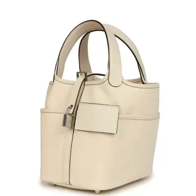 HERMÈS Hermes Picotin Cargo 18 Nata Swift and Toile Canvas Palladium Hardware | Thumbnail 5 HERMÈS Hermes Picotin Cargo 18 Nata Swift and Toile Canvas Palladium Hardware | Thumbnail 5