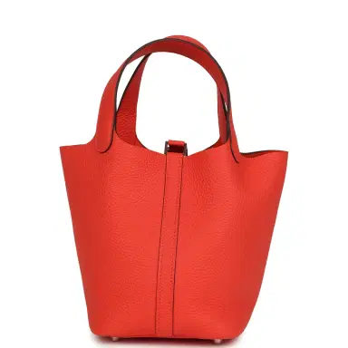 HERMÈS Hermes Picotin Lock 18 Orange Field Clemence Palladium Hardware | Thumbnail 4 HERMÈS Hermes Picotin Lock 18 Orange Field Clemence Palladium Hardware | Thumbnail 4