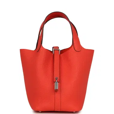 HERMÈS Hermes Picotin Lock 18 Orange Field Clemence Palladium Hardware | Thumbnail 1 HERMÈS Hermes Picotin Lock 18 Orange Field Clemence Palladium Hardware | Thumbnail 1