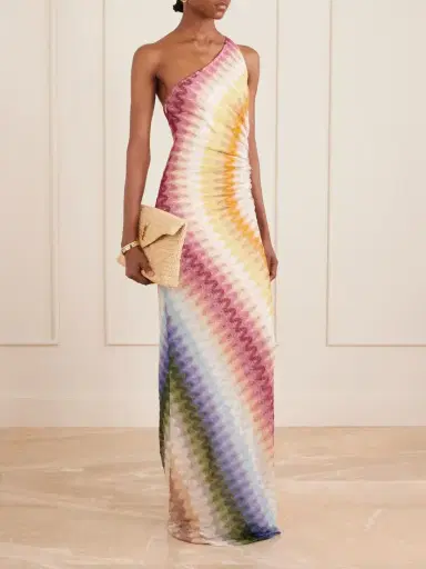Missoni One-shoulder Striped Ruched Crochet-knit Maxi Dress | Thumbnail 2 Missoni One-shoulder Striped Ruched Crochet-knit Maxi Dress | Thumbnail 2