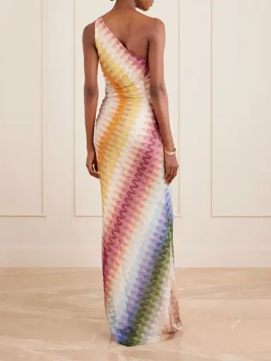 Missoni One-shoulder Striped Ruched Crochet-knit Maxi Dress | Thumbnail 3 Missoni One-shoulder Striped Ruched Crochet-knit Maxi Dress | Thumbnail 3