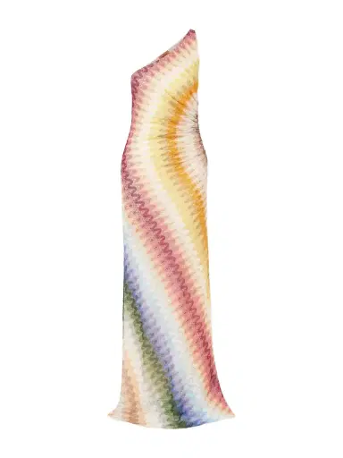 Missoni One-shoulder Striped Ruched Crochet-knit Maxi Dress | Thumbnail 1 Missoni One-shoulder Striped Ruched Crochet-knit Maxi Dress | Thumbnail 1