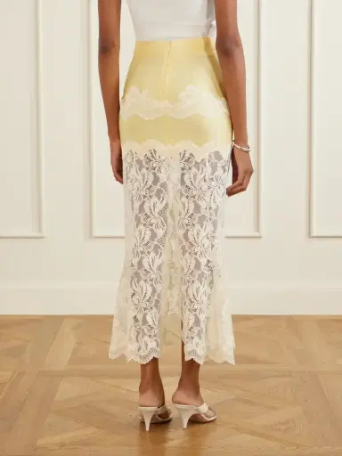 Rabanne Satin-jersey Lace-trimmed Maxi Skirt | Thumbnail 3 Rabanne Satin-jersey Lace-trimmed Maxi Skirt | Thumbnail 3