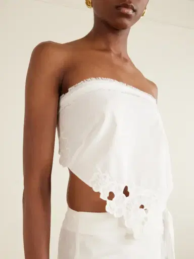 SIR. Klara Cropped Broderie-anglaise-trimmed Cotton-poplin Top | Thumbnail 4 SIR. Klara Cropped Broderie-anglaise-trimmed Cotton-poplin Top | Thumbnail 4