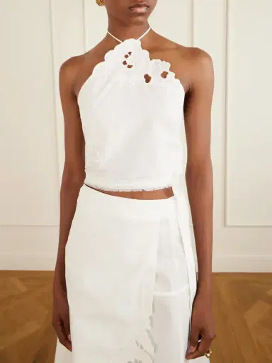 SIR. Klara Cropped Broderie-anglaise-trimmed Cotton-poplin Top | Thumbnail 5 SIR. Klara Cropped Broderie-anglaise-trimmed Cotton-poplin Top | Thumbnail 5