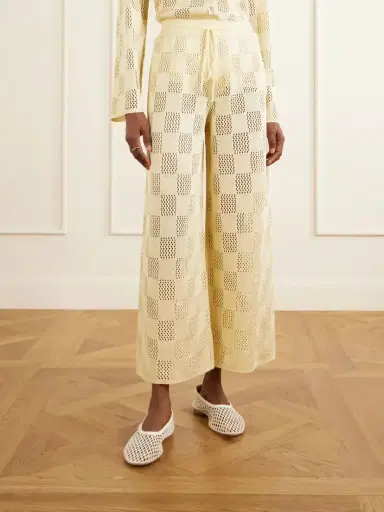 Calle Del Mar Checked Woven Wide-leg Pants | Thumbnail 3 Calle Del Mar Checked Woven Wide-leg Pants | Thumbnail 3