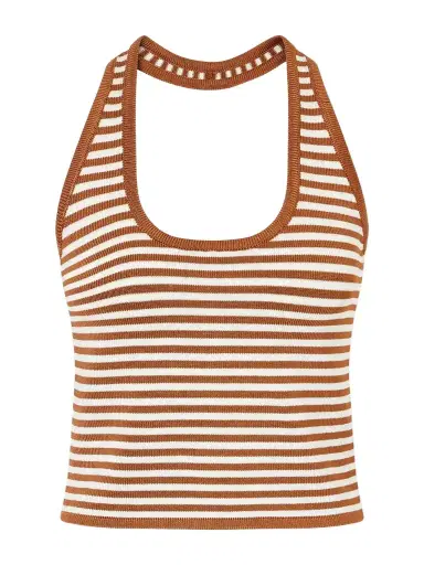 Calle Del Mar Halterneck Striped Knitted Top | Thumbnail 1 Calle Del Mar Halterneck Striped Knitted Top | Thumbnail 1