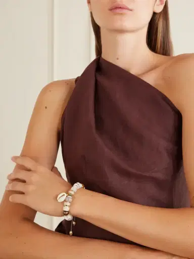 TOHUM Samsara Gold-plated, Leather And Seashell Beaded Bracelet | Thumbnail 2 TOHUM Samsara Gold-plated, Leather And Seashell Beaded Bracelet | Thumbnail 2