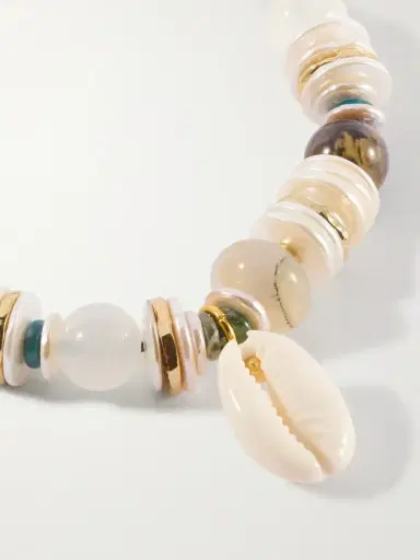 TOHUM Samsara Gold-plated, Leather And Seashell Beaded Bracelet | Thumbnail 4 TOHUM Samsara Gold-plated, Leather And Seashell Beaded Bracelet | Thumbnail 4