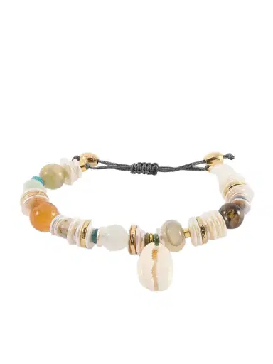 TOHUM Samsara Gold-plated, Leather And Seashell Beaded Bracelet | Thumbnail 1 TOHUM Samsara Gold-plated, Leather And Seashell Beaded Bracelet | Thumbnail 1