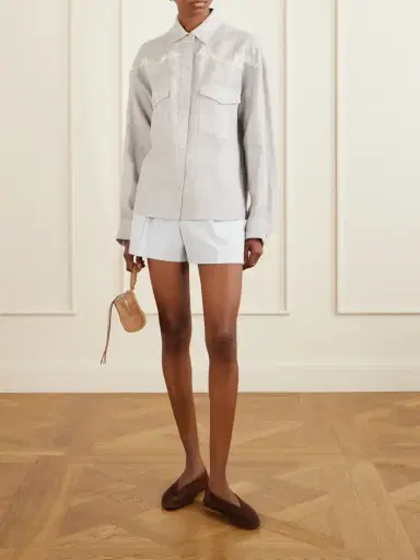 Veronica Beard Craig Pleated Cotton-blend Twill Shorts | Thumbnail 2 Veronica Beard Craig Pleated Cotton-blend Twill Shorts | Thumbnail 2
