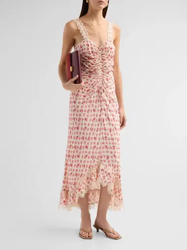 Cinq à Sept Women's Stevie Ikat Roses Midi-Dress - Gardenia Multi | Thumbnail 4 Cinq à Sept Women's Stevie Ikat Roses Midi-Dress - Gardenia Multi | Thumbnail 4