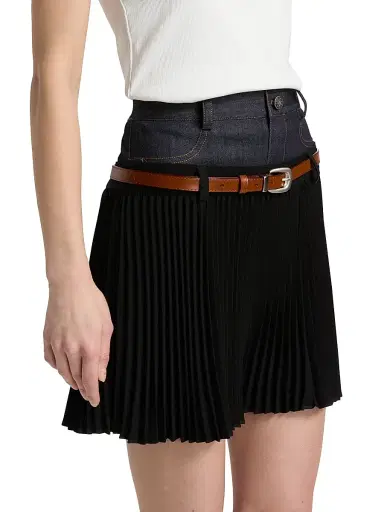 Cinq à Sept Women's Dionne Mixed-Media Belted Mini Skirt | Thumbnail 4 Cinq à Sept Women's Dionne Mixed-Media Belted Mini Skirt | Thumbnail 4