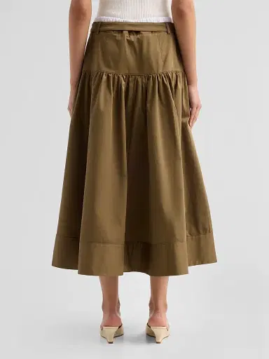 Cinq à Sept Women's Peri Belted Midi Skirt - Dark Olive White - Size 16 | Thumbnail 3 Cinq à Sept Women's Peri Belted Midi Skirt - Dark Olive White - Size 16 | Thumbnail 3