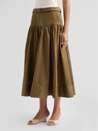 Cinq à Sept Women's Peri Belted Midi Skirt - Dark Olive White - Size 16 | Thumbnail 4 Cinq à Sept Women's Peri Belted Midi Skirt - Dark Olive White - Size 16 | Thumbnail 4