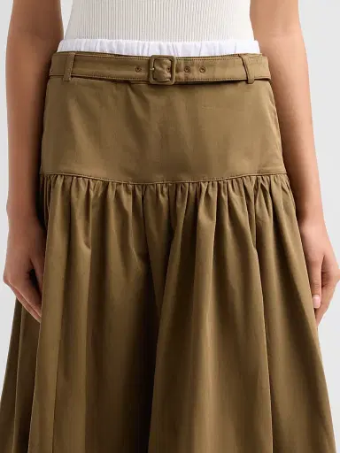 Cinq à Sept Women's Peri Belted Midi Skirt - Dark Olive White - Size 16 | Thumbnail 5 Cinq à Sept Women's Peri Belted Midi Skirt - Dark Olive White - Size 16 | Thumbnail 5