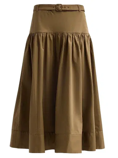 Cinq à Sept Women's Peri Belted Midi Skirt - Dark Olive White - Size 16 | Thumbnail 1 Cinq à Sept Women's Peri Belted Midi Skirt - Dark Olive White - Size 16 | Thumbnail 1