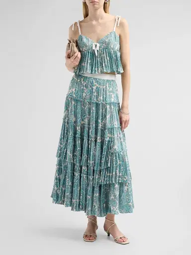 Cinq à Sept Women's Hendrix Paisley Orianna Maxi Skirt - Gardenia Blue Graphite | Thumbnail 2 Cinq à Sept Women's Hendrix Paisley Orianna Maxi Skirt - Gardenia Blue Graphite | Thumbnail 2