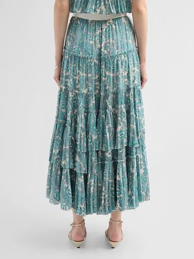 Cinq à Sept Women's Hendrix Paisley Orianna Maxi Skirt - Gardenia Blue Graphite | Thumbnail 3 Cinq à Sept Women's Hendrix Paisley Orianna Maxi Skirt - Gardenia Blue Graphite | Thumbnail 3