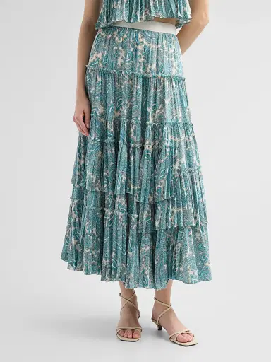 Cinq à Sept Women's Hendrix Paisley Orianna Maxi Skirt - Gardenia Blue Graphite | Thumbnail 4 Cinq à Sept Women's Hendrix Paisley Orianna Maxi Skirt - Gardenia Blue Graphite | Thumbnail 4