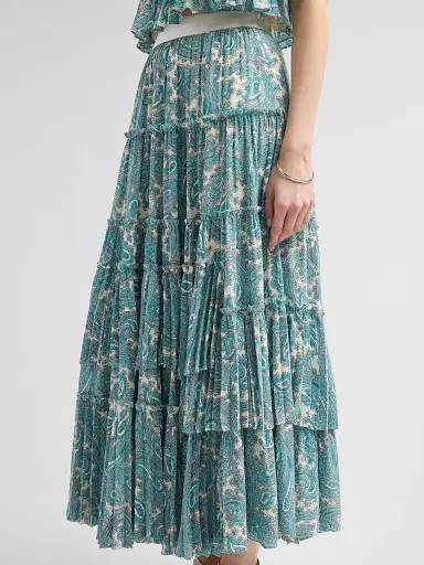 Cinq à Sept Women's Hendrix Paisley Orianna Maxi Skirt - Gardenia Blue Graphite | Thumbnail 5 Cinq à Sept Women's Hendrix Paisley Orianna Maxi Skirt - Gardenia Blue Graphite | Thumbnail 5