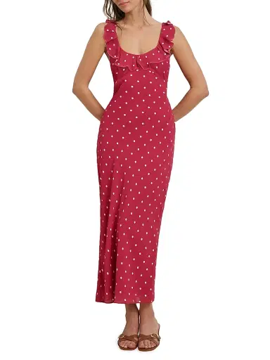Favorite Daughter Women's The Blossom Ruffle Polka Dot Midi-Dress | Thumbnail 3 Favorite Daughter Women's The Blossom Ruffle Polka Dot Midi-Dress | Thumbnail 3