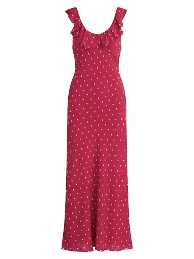 Favorite Daughter Women's The Blossom Ruffle Polka Dot Midi-Dress | Thumbnail 1 Favorite Daughter Women's The Blossom Ruffle Polka Dot Midi-Dress | Thumbnail 1