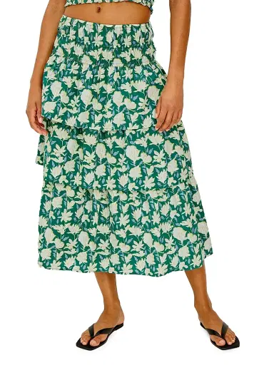 RAILS Women's Belle Floral Cotton Midi Skirt - Green Mayflower | Thumbnail 3 RAILS Women's Belle Floral Cotton Midi Skirt - Green Mayflower | Thumbnail 3