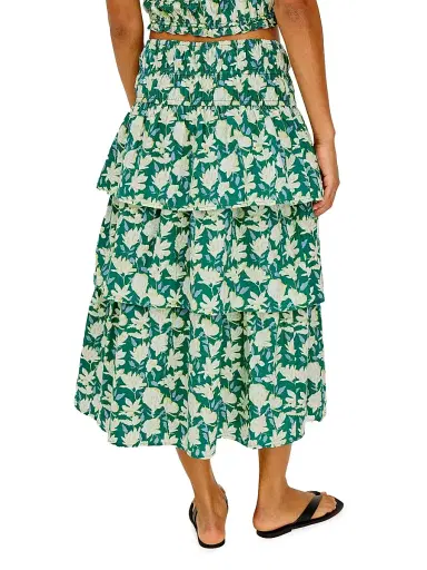 RAILS Women's Belle Floral Cotton Midi Skirt - Green Mayflower | Thumbnail 4 RAILS Women's Belle Floral Cotton Midi Skirt - Green Mayflower | Thumbnail 4