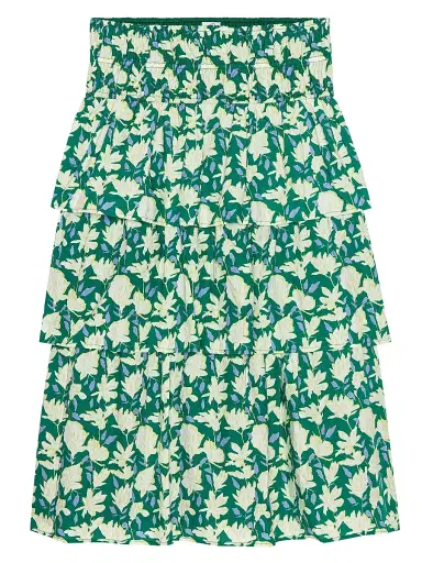 RAILS Women's Belle Floral Cotton Midi Skirt - Green Mayflower | Thumbnail 1 RAILS Women's Belle Floral Cotton Midi Skirt - Green Mayflower | Thumbnail 1