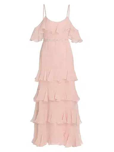 LoveShackFancy Women's Laelia Rose-Print Ruffled Silk Maxi Dress - Pale Mauve | Thumbnail 1 LoveShackFancy Women's Laelia Rose-Print Ruffled Silk Maxi Dress - Pale Mauve | Thumbnail 1