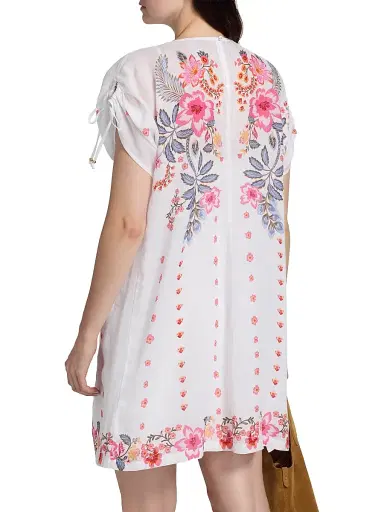 Johnny Was Women's Floral-Embroidered Shift Minidress - White | Thumbnail 5 Johnny Was Women's Floral-Embroidered Shift Minidress - White | Thumbnail 5