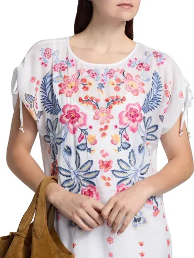 Johnny Was Women's Floral-Embroidered Shift Minidress - White | Thumbnail 6 Johnny Was Women's Floral-Embroidered Shift Minidress - White | Thumbnail 6