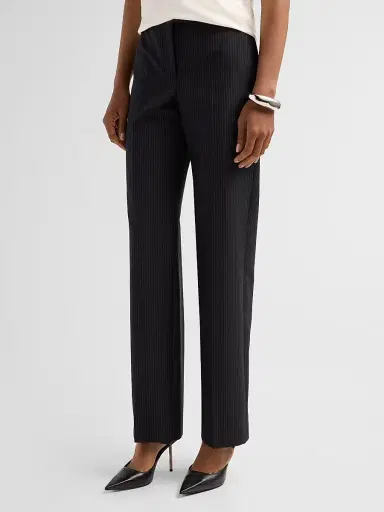 Alexander McQueen Women's Pinstripe Wool-Mohair Trousers - Navy Mel | Thumbnail 4 Alexander McQueen Women's Pinstripe Wool-Mohair Trousers - Navy Mel | Thumbnail 4