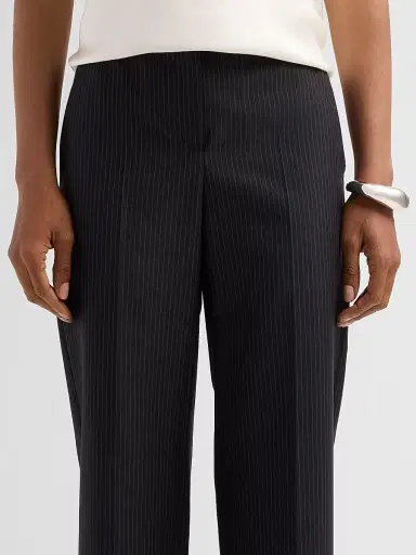 Alexander McQueen Women's Pinstripe Wool-Mohair Trousers - Navy Mel | Thumbnail 5 Alexander McQueen Women's Pinstripe Wool-Mohair Trousers - Navy Mel | Thumbnail 5