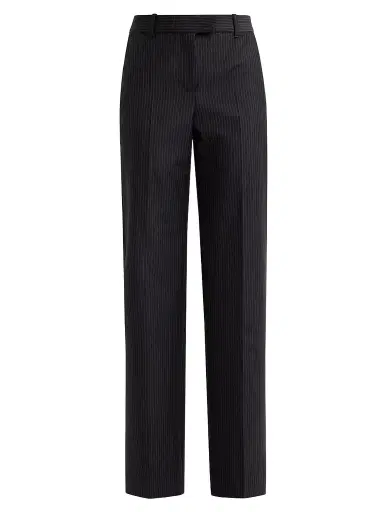 Alexander McQueen Women's Pinstripe Wool-Mohair Trousers - Navy Mel | Thumbnail 1 Alexander McQueen Women's Pinstripe Wool-Mohair Trousers - Navy Mel | Thumbnail 1
