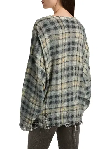 R13 Women's Plaid Wool-Cashmere Oversized Cardigan - Grey Black Plaid - Size XXS | Thumbnail 5 R13 Women's Plaid Wool-Cashmere Oversized Cardigan - Grey Black Plaid - Size XXS | Thumbnail 5