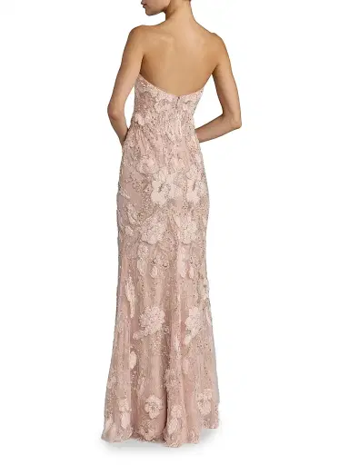 Mac Duggal Women's Floral Embellished Mesh Strapless Column Gown - Porcelain - Size 12 | Thumbnail 2 Mac Duggal Women's Floral Embellished Mesh Strapless Column Gown - Porcelain - Size 12 | Thumbnail 2
