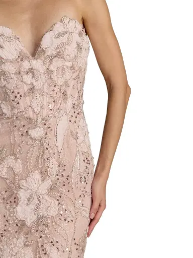 Mac Duggal Women's Floral Embellished Mesh Strapless Column Gown - Porcelain - Size 12 | Thumbnail 3 Mac Duggal Women's Floral Embellished Mesh Strapless Column Gown - Porcelain - Size 12 | Thumbnail 3